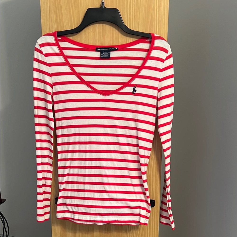 Red and white ralph Lauren sport shirt